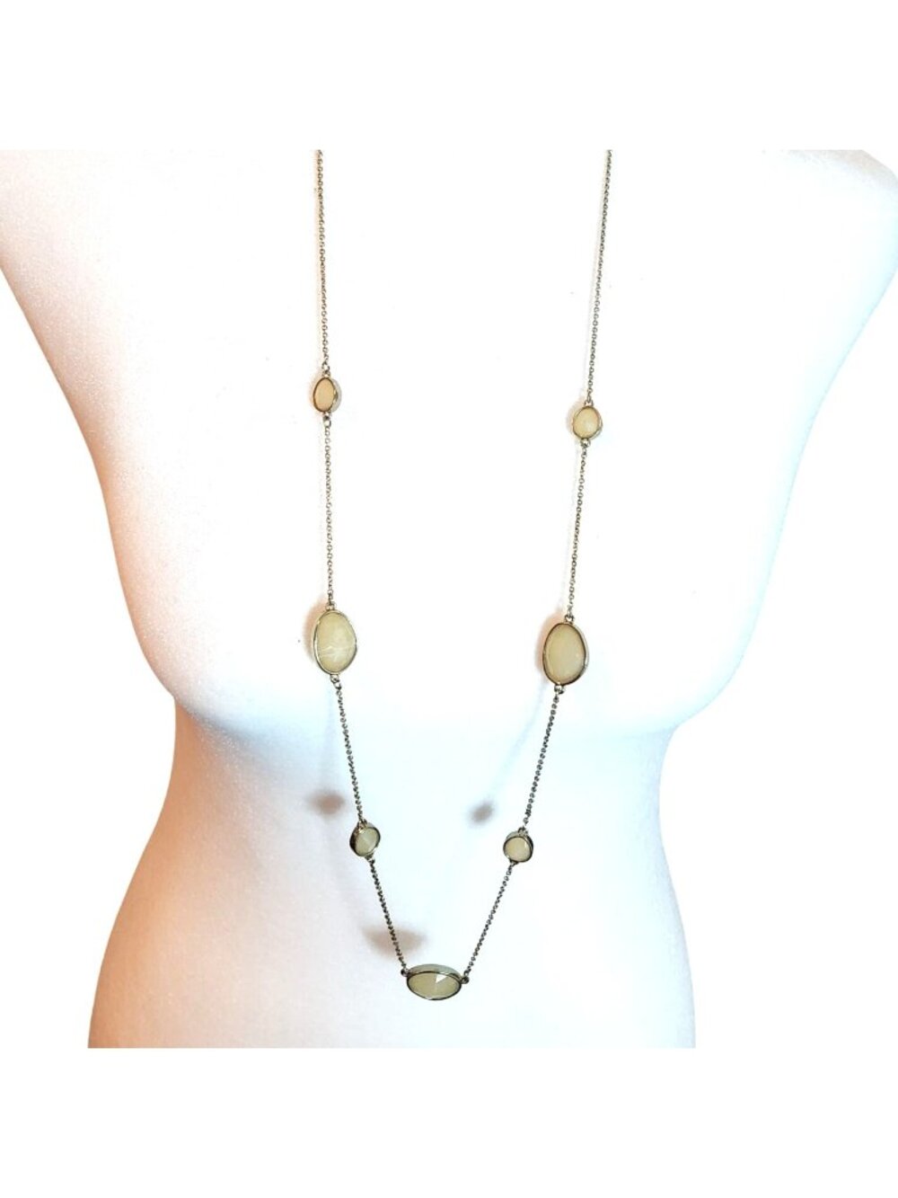 Necklace Banana Republic Gold-Tone Beige Resin Stones neutral womens jewelry